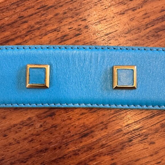 Vintage ESCADA Blue Leather Belt with Large Buckle - Picture 4 of 8